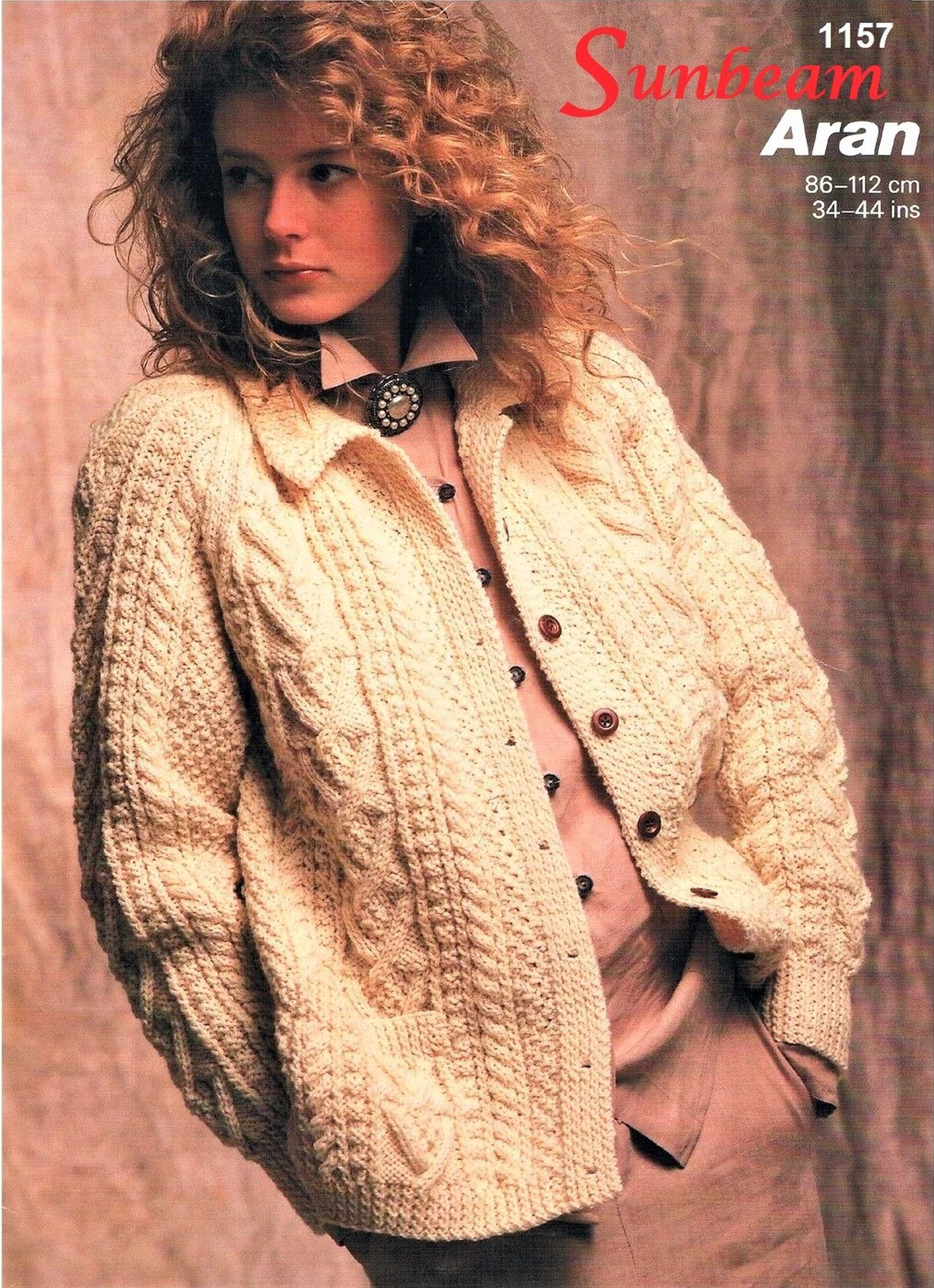 Ladies Lovely Traditional Aran Cardigan With Collar Vintage - Etsy
