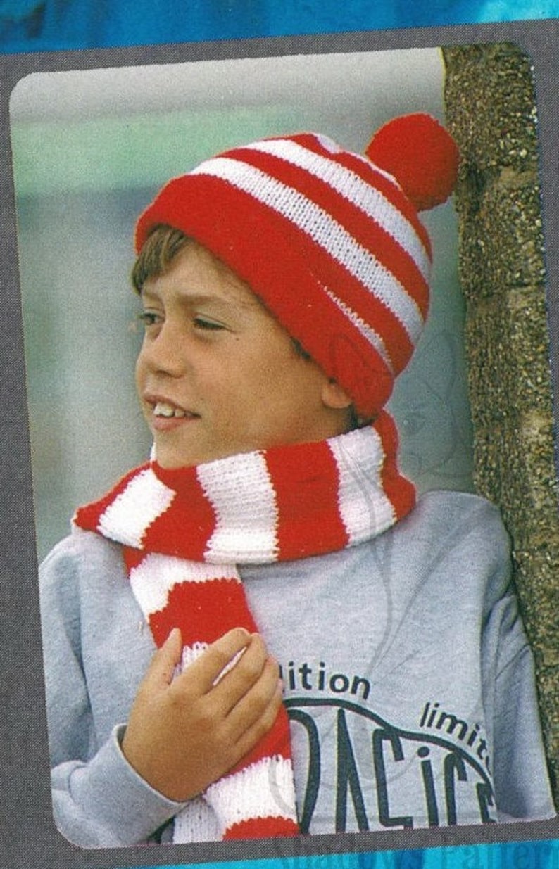 Digital Download Vintage Knitting Pattern Childrens Assorted Hats and Scarves in Two Sizes B943 PDF