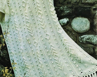 Striking Chevron Popcorn Tunisian Crochet Afghan in Aran, Vintage Crochet Pattern, PDF, Digital Download - A785