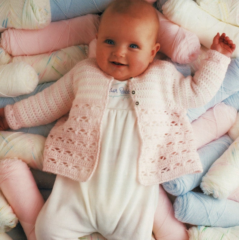 Babies Pretty Crochet Matinee Jacket and Two Lovely Knitted Outfits Vintage Knitting and Crochet Pattern Digital Download A534 PDF