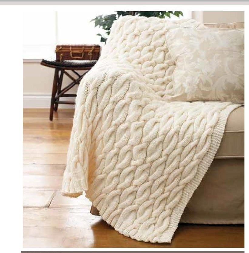 Shetland Chunky Cable Knit Afghan Throw Rug Knitting Pattern Etsy