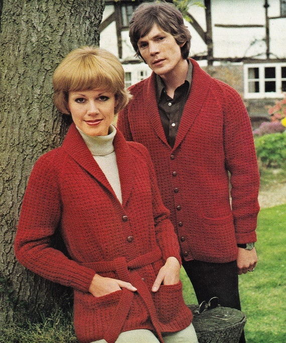 Ladies and Mens easy Knit Textured Jacket With Shawl Collar, Vintage  Knitting Pattern, PDF, Digital Download A207 -  Canada