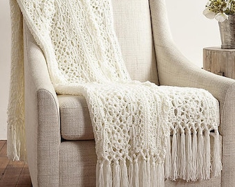 Irish Lace Crochet Afghan, Lacy Blanket, Throw Rug, Crochet Pattern, PDF, Digital Download