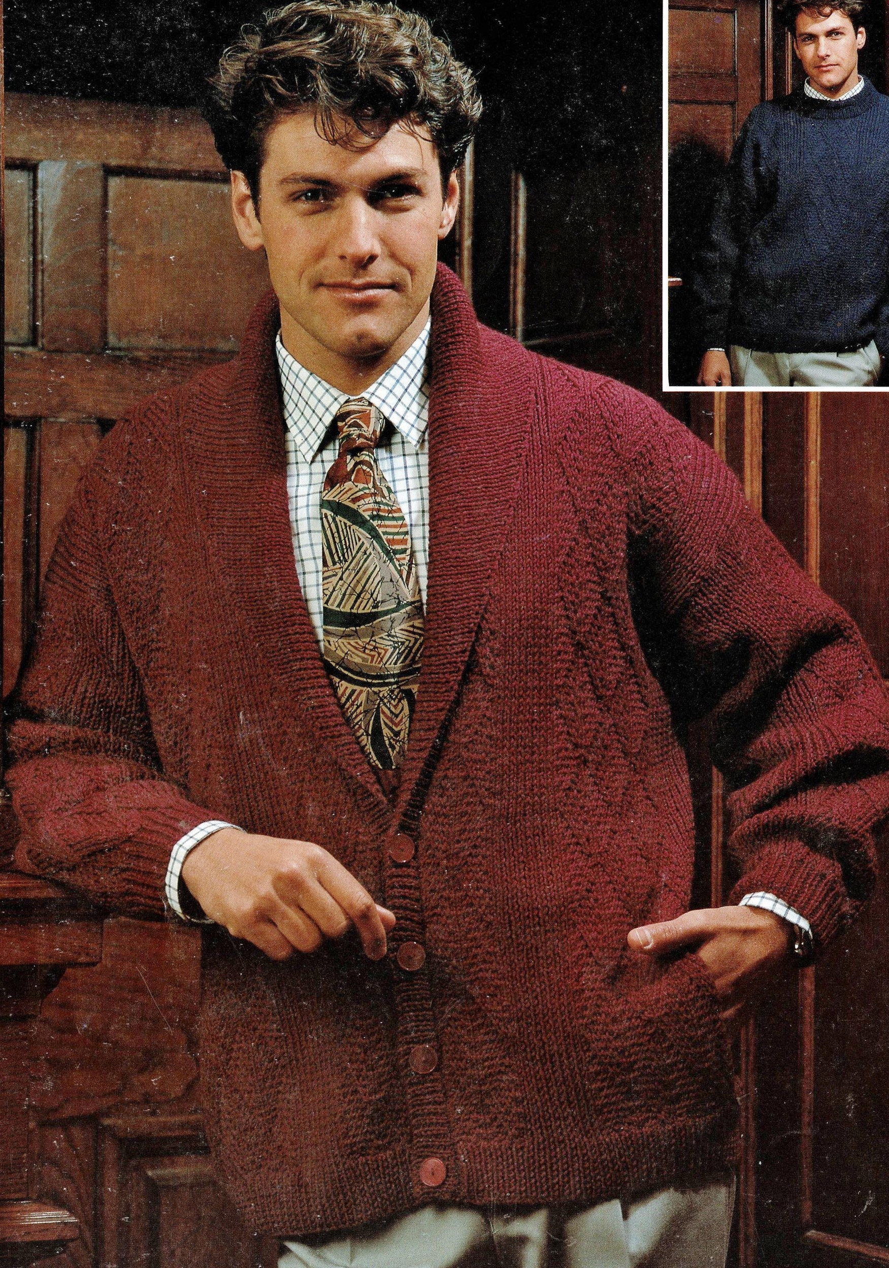 Mens Smart Shawl Collar Jacket and Round Neck Sweater Mens Smart Shawl Collar Jacket and Round Neck Sweater