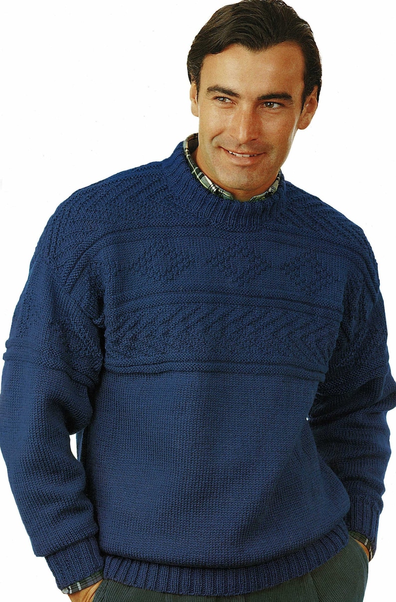 Mens Easy Knit Traditional Fishermans Guernsey Etsy