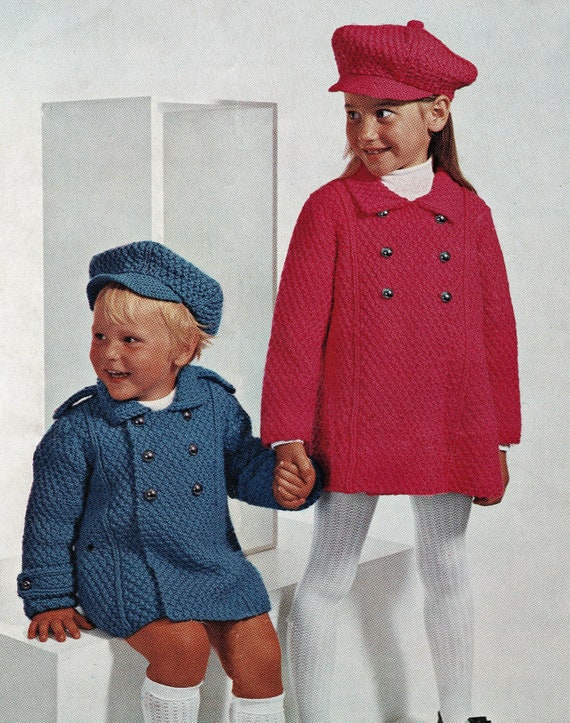 Manteau En Laine Tricoté Main Pour Fille 2 Ans - Rose Foncé - Occasion Très Bon état