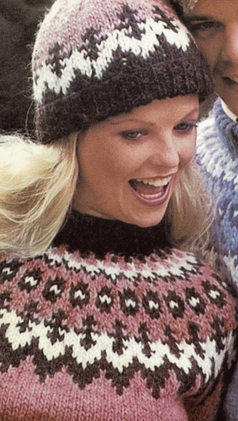 Ladies and Mens Traditional Nordic Fair Isle Sweater With Matching Hat ...