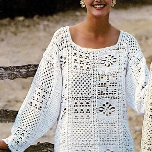 Ladies Crochet Sampler Look Tunic Style Sweater and Matching - Etsy