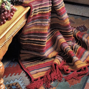 Fabulous &quot;Easy Knit&quot; Striped Afghan in Aran, Vintage Knitting Pattern, PDF, Digital Download - C619