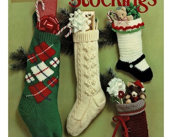 Wonderful Christmas Stockings to Knit and Crochet, Vintage Crochet Pattern, PDF, Digital Download - C429