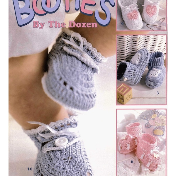 Twelve Beautiful Crochet Bootee Designs for New Born Babies, Vintage Crochet Pattern, PDF, Digital Download - C221