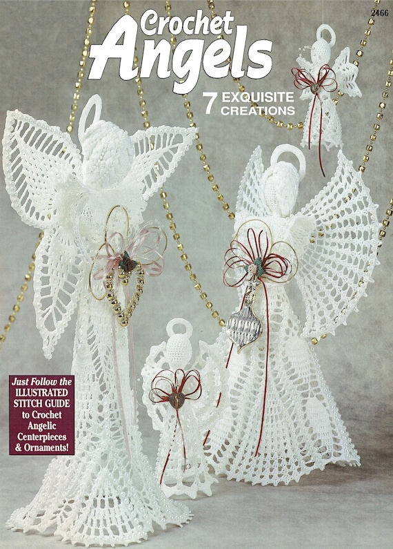 Crochet Lace Christmas Angels, Vintage Crochet Pattern, PDF