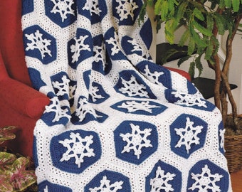 Stunning Crochet Snowflake Afghan, Vintage Crochet Pattern, PDF, Digital Download - D344