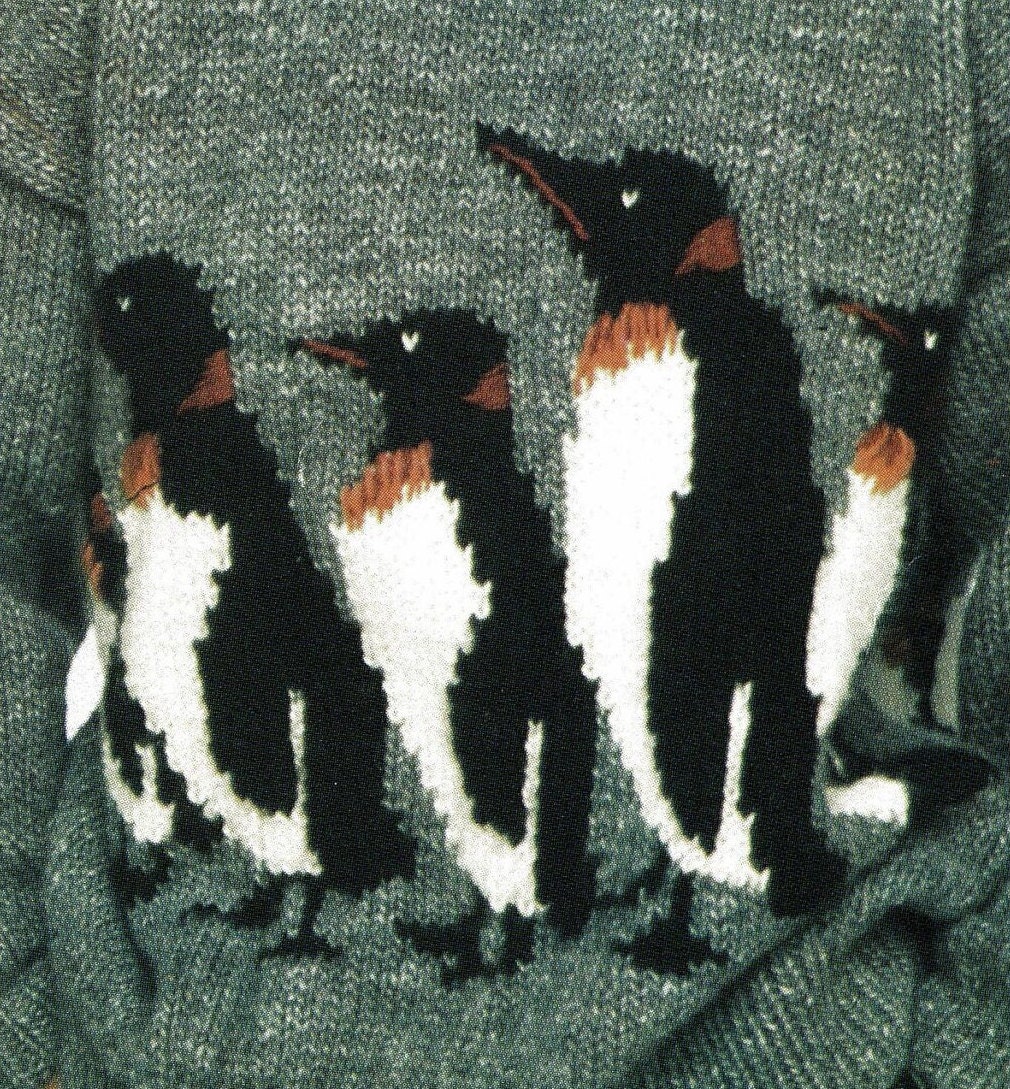 Ladies Wonderful Bulky Knit Sweater With Penguins on Front and 