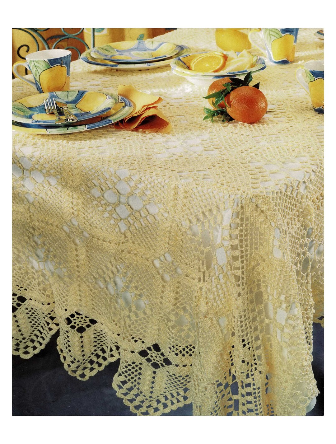 Lovely Large Rectangular Lacy Tablecloth, Vintage Crochet Pattern, PDF ...