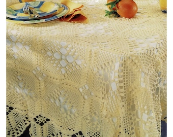 Belle grande nappe rectangulaire en dentelle, motif crochet vintage, PDF, téléchargement numérique - B540