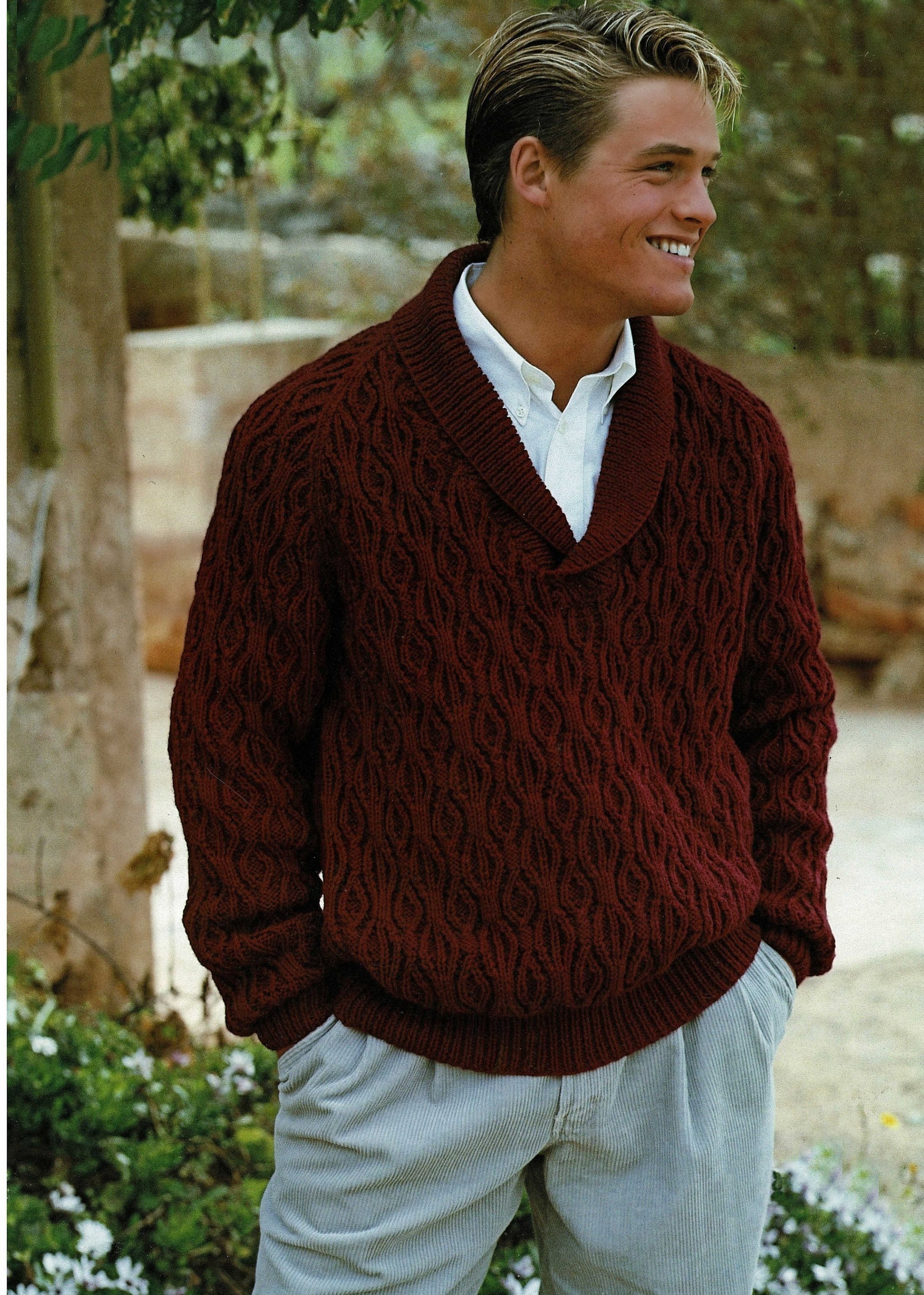 ENFOLD Aran Pattern Volume Sleeve ニット Mens Smart Textured Aran Sweater With Raglan Sleeves and Choice of
