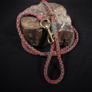 Red, Charcoal and Black Diamond Paracord Dog Leash