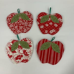 Fabric coasters, set of 4 coasters, apple decor
