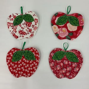 Fabric coasters, set of 4 coasters, apple decor
