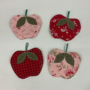 Fabric coasters, set of 4 coasters, apple decor