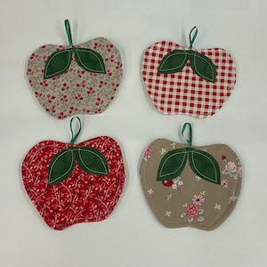 Fabric coasters, set of 4 coasters, apple decor
