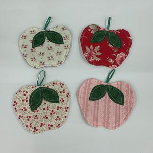 Fabric coasters, set of 4 coasters, apple decor