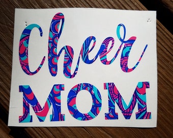 Oval Cheer Mom Jumper V1 5/" color: FULL Full Color Printed Vinyl Window Sticker