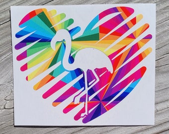 Flamingo Heart Vinyl Decal, Flamingo Decal, Flamingo Love, Flamingo Car Sticker, Flamingo Gift, Flamingo Lover Gift, Beach Lover Gift