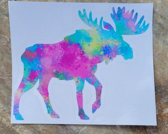 Colorful Moose Decal, Car Window Decal, Laptop Decal, Moose Sticker, Moose Lover Decor, Moose Laptop Decal, Moose Car Decal, Moose Decal