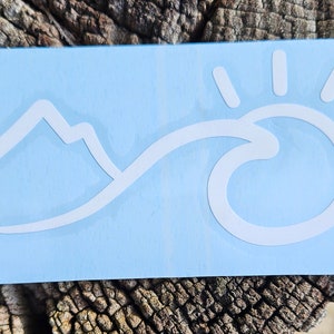 Mountain, Beach, and Sunshine Vinyl Decal, Nature Decal, Nature Sticker, Love the Outdoors, Mountain Decal, Beach Decal, Sun Decal, Nature