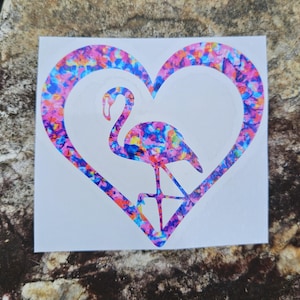 Flamingo Heart Vinyl Decal: Beach Car Laptop Sticker
