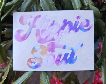 Hippie Soul Vinyl Decal, 70's Vinyl Decal, Car Window Decal, Water Bottle Decal, Hippie Decal, Hippie Sticker, Hippie Gift, Hippie Car Decal