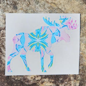 Colorful Moose Decal: Car/Laptop Sticker, Moose Lover Decor