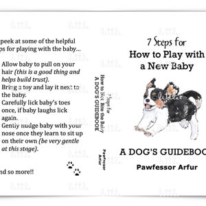 How To Play with a New Baby - Dust Jacket - Dog Pregnancy Announcement - Custom Book Cover - Digital Download
