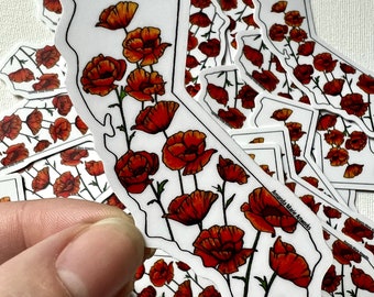 California Poppy Die-Cut Sticker - Durable Waterproof Decal of the California State Flower