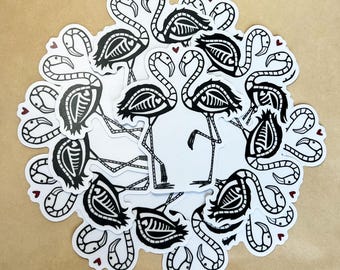 Whimsical Flamingo Skeleton Stickers | Cute & Spooky Vinyl Decals