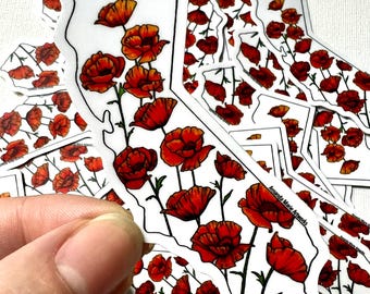California Poppy Die-Cut Sticker - Durable Waterproof Decal of the California State Flower