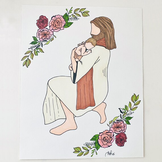 Jesucristo sosteniendo al bebé aborto espontáneo dibujo de - Etsy México