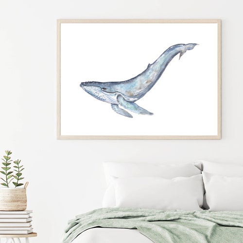 Humpback Whale Digital Print Printable Wall Art Watercolor | Etsy