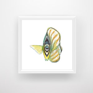 Ornate Butterflyfish Digital Print, Reef Fish Print, Pacific Art, Printable Wall Art, Yellow Wall Art, Watercolor Art, Digital Download image 2