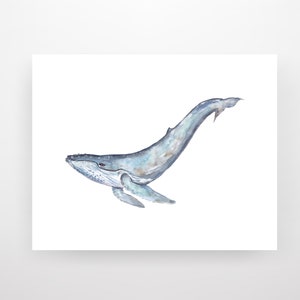 Humpback Whale Digital Print, Printable Wall Art, Watercolor Art ...