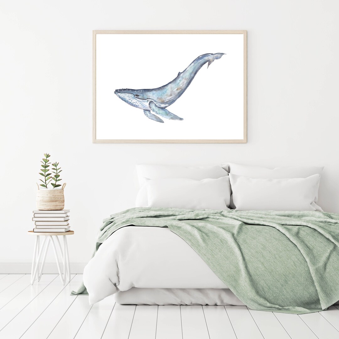 Humpback Whale Digital Print, Printable Wall Art, Watercolor Art ...