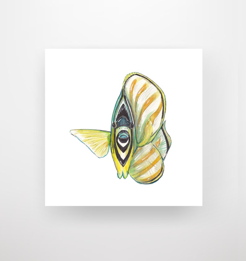 Ornate Butterflyfish Digital Print, Reef Fish Print, Pacific Art, Printable Wall Art, Yellow Wall Art, Watercolor Art, Digital Download image 3