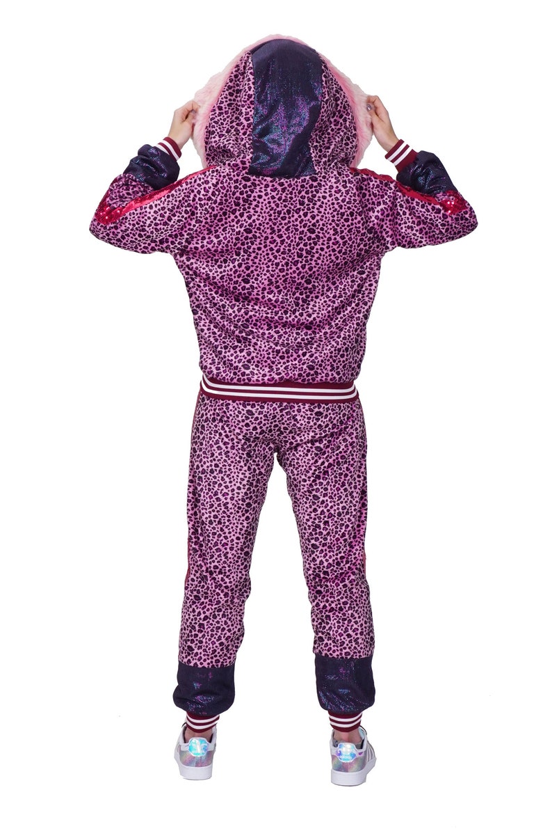 leopard print velour tracksuit