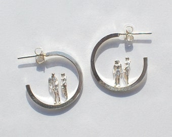 mini people silver hoop earrings