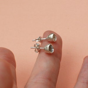 silver cups stud earrings image 1