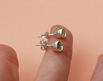 silver cups stud earrings