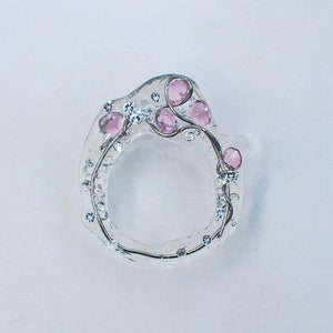 britney ring, transparent statement ring with pink crystals