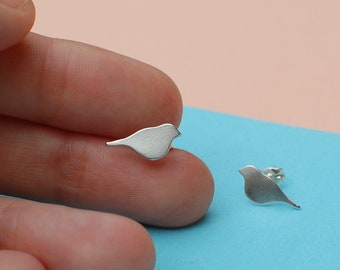 silver bird stud earrings